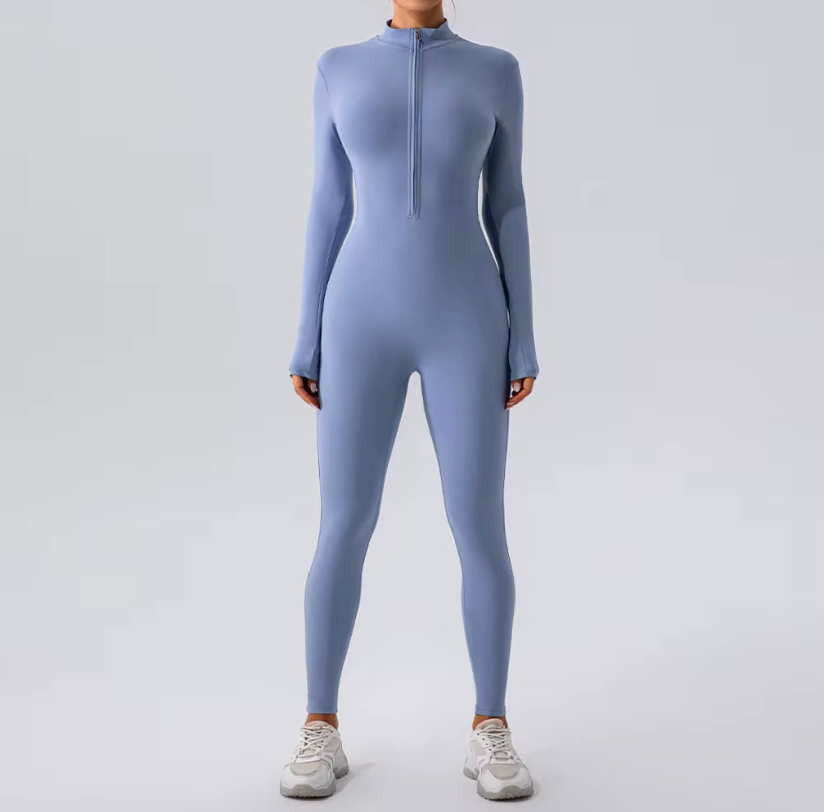 Combinaison moulante zippée “SculptFit” – Bleu nuit