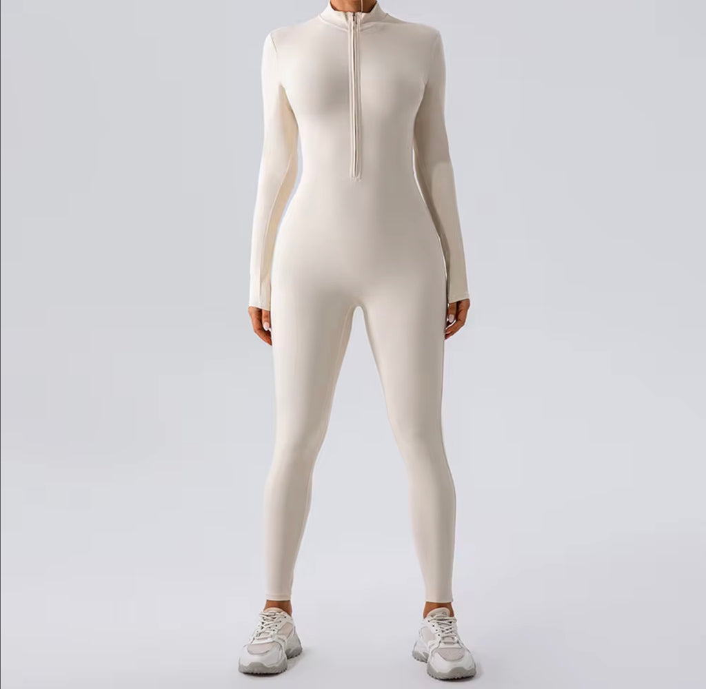 Combinaison moulante zippée “SculptFit” – Bleu nuit