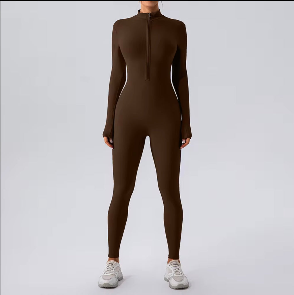 Combinaison moulante zippée “SculptFit” – Bleu nuit