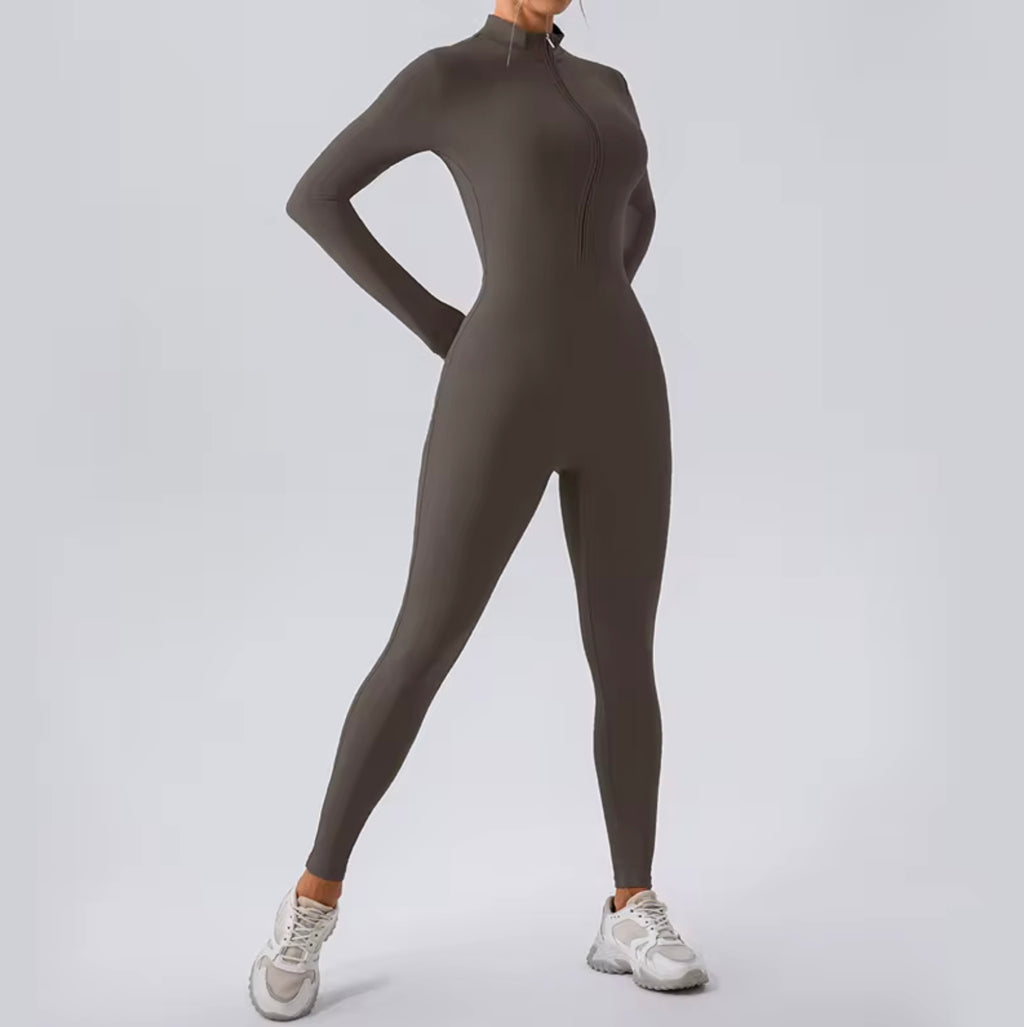 Combinaison moulante zippée “SculptFit” – Bleu nuit