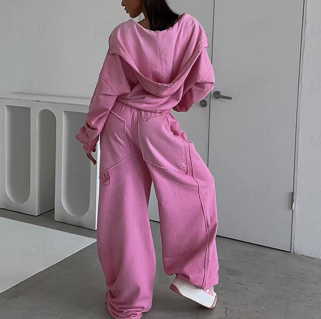 Ensemble “Pink Cloud” – Jogging oversize doux et stylé